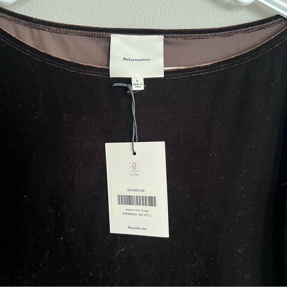 NWT Reformation Jaelynn Knit Dress Deep Brown Velvet L - Picture 6 of 10